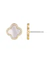 Adornia 14k Gold Plated Mother Of Pearl Halo Cz Clover Stud Earrings