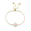 Adornia 14k Gold Plated Mother Of Pearl Initial Clover Bolo Bracelet In Multi