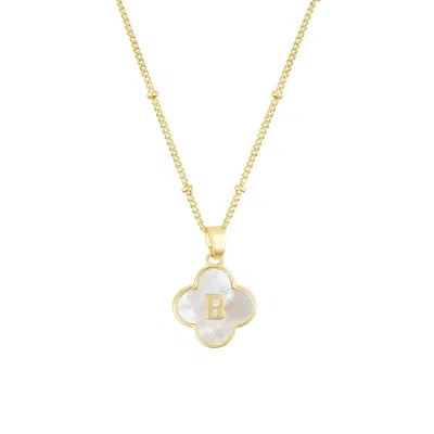 Adornia 14k Gold Plated Mother-of-pearl Initial Clover Necklace In Multi
