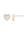 Adornia 14k Gold Plated Mother Of Pearl Mini Halo Cz Heart Studs