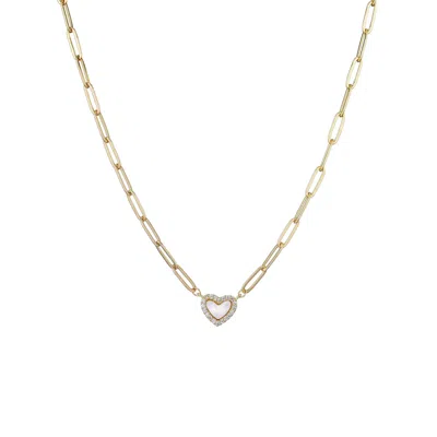 Adornia 14k Gold Plated Mother Of Pearl Mini Heart Chain Necklace