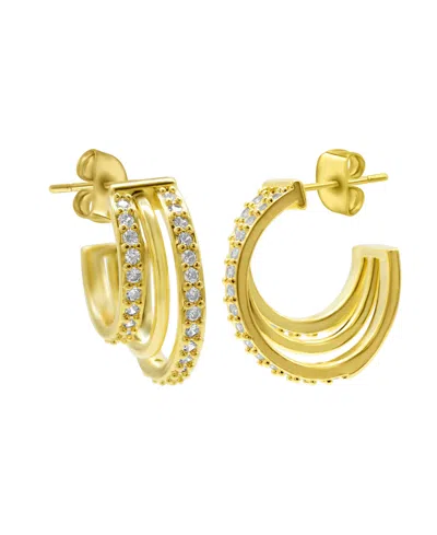 Adornia 14k Gold-plated Multi-band Crystal Huggie Earrings