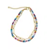 Adornia 14k Yellow Gold Plated Multicolor Beaded Paperclip Chain Layered Bracelet In Multi