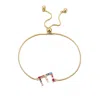 Adornia 14k Gold Plated Multi Color Stone Initial Bolo Bracelet In Multi