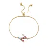 Adornia 14k Gold Plated Multi Color Stone Initial Bolo Bracelet