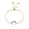 Adornia 14k Gold Plated Multi Color Stone Initial Bolo Bracelet