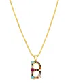 Adornia 14k Gold-plated Multi Color Stone Initial Necklace In Gold- B
