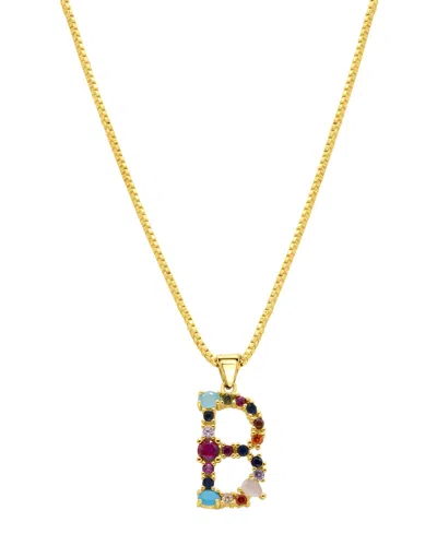 Adornia 14k Gold-plated Multi Color Stone Initial Necklace In Gold- B
