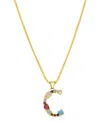 Adornia 14k Gold-plated Multi Color Stone Initial Necklace In Gold- C