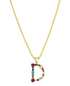 Adornia 14k Gold-plated Multi Color Stone Initial Necklace In Gold- D