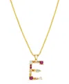 Adornia 14k Gold-plated Multi Color Stone Initial Necklace In Gold- E