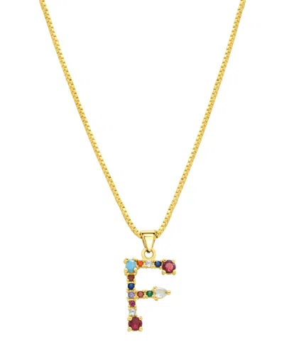 Adornia 14k Gold-plated Multi Color Stone Initial Necklace In Pink