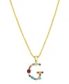 Adornia 14k Gold-plated Multi Color Stone Initial Necklace In Gold- G