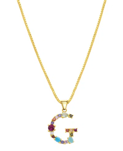 Adornia 14k Gold-plated Multi Color Stone Initial Necklace In Gold- G