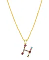 ADORNIA 14K GOLD-PLATED MULTI COLOR STONE INITIAL NECKLACE
