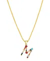 Adornia 14k Gold-plated Multi Color Stone Initial Necklace In Gold- M