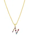 Adornia 14k Gold-plated Multi Color Stone Initial Necklace In Gold- N