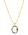 Adornia 14k Gold-plated Multi Color Stone Initial Necklace In Gold- O