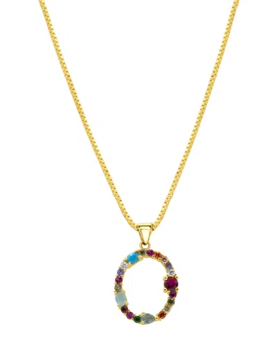 Adornia 14k Gold-plated Multi Color Stone Initial Necklace In Gold- O