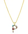 Adornia 14k Gold-plated Multi Color Stone Initial Necklace In Gold- P