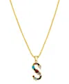 ADORNIA 14K GOLD-PLATED MULTI COLOR STONE INITIAL NECKLACE