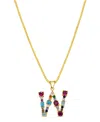 Adornia 14k Gold-plated Multi Color Stone Initial Necklace In Gold- W