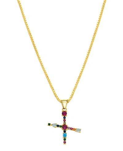Adornia 14k Gold-plated Multi Color Stone Initial Necklace In Gold- X