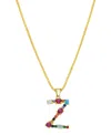 Adornia 14k Gold-plated Multi Color Stone Initial Necklace In Gold- Z