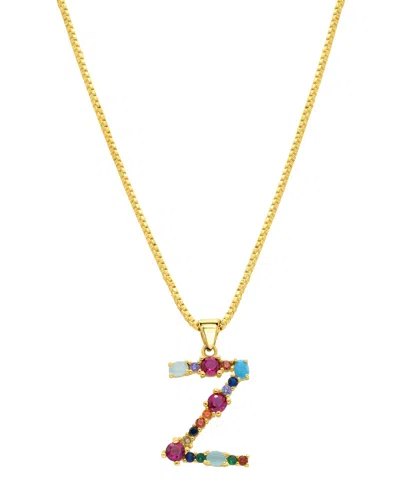 Adornia 14k Gold-plated Multi Color Stone Initial Necklace In Gold- Z