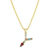 Adornia 14k Gold Plated Multi Color Stone Initial Necklace In Green