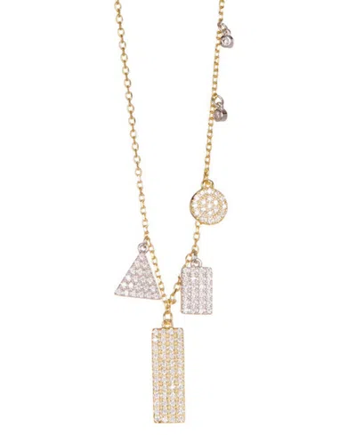 Adornia 14k Gold-plated Multi Shape Crystal Necklace, 16" + 2" Extender