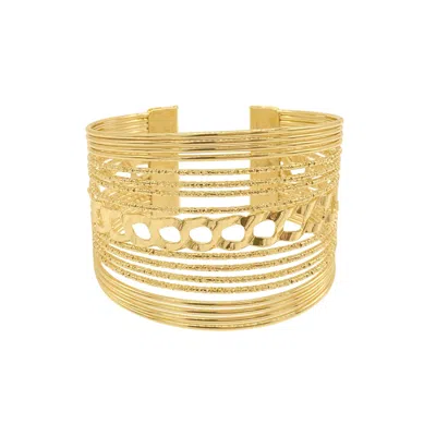Adornia 14k Gold Plated Multi Strand Cuff Bracelet