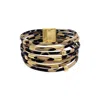 Adornia 14k Gold Plated Multi Strand Leopard Print Bangle Bracelet In Brown