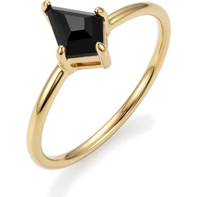 Adornia 14k Gold Plated Onyx Kite Ring In Gold/ Black