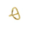 Adornia 14k Gold Plated Open Hammered Oval Ring In Gold