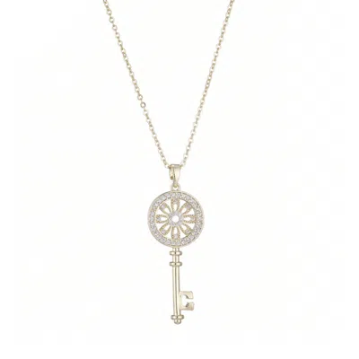 Adornia 14k Gold Plated Cubic Zirconia Ornate Key Pendant Necklace
