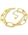 Adornia 14k Gold-plated Oversized Paperclip Mixed Chain Bracelet In Gold
