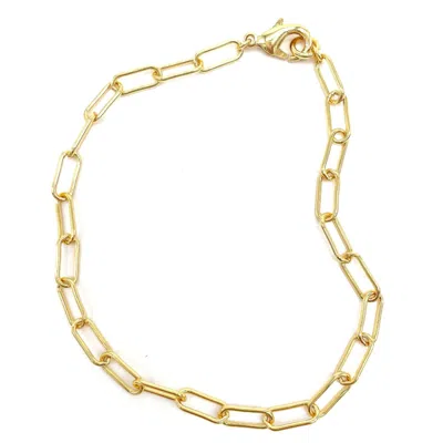Adornia 14k Gold Plated Paper Clip Chain Anklet 10" In Yellow