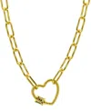 Adornia 14k Gold Plated Paper Clip Chain With Rainbow Heart Screw Lock In Multi