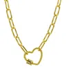 Adornia 14k Gold Plated Paper Clip Chain With Rainbow Heart Screw Lock In Multi