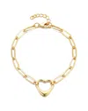 Adornia 14k Gold Plated Paperclip Chain Outline Heart Bracelet In Gold