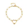 Adornia 14k Gold Plated Paperclip Chain Outline Heart Bracelet In Gold