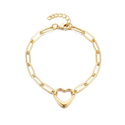 Adornia 14k Gold Plated Paperclip Chain Outline Heart Bracelet