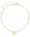 Adornia 14k Gold Plated Paperclip Chain Outline Heart Neck In Gold