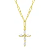 Adornia 14k Gold-plated Paperclip Cubic Zirconia Cross Necklace In Silver