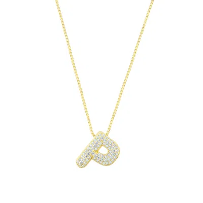 Adornia 14k Gold Plated Pave Bubble Letter Necklace