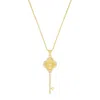 Adornia 14k Gold Plated Pave Clover Key Pendant Necklace