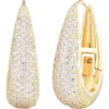 Adornia 14k Gold Plated Cz Secure Hinge Hoop In Gold
