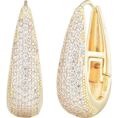 Adornia 14k Gold Plated Cz Secure Hinge Hoop