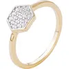 Adornia 14k Gold Plated Pavé Cubic Zirconia Mini Hexagon Ring In Gold
